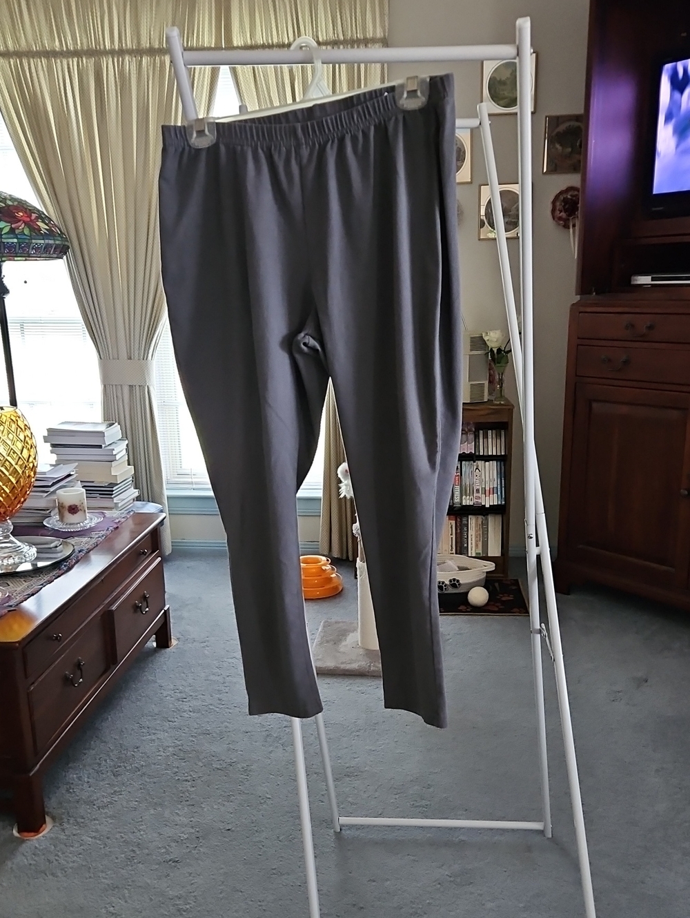 Women With Control Gray Stretch Knit Pants - Classic Comfort